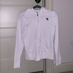 White Abercrombie zip up sweater